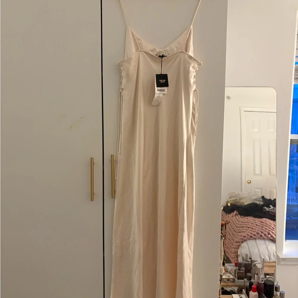 NEW NWT Zara Cream Slip Dress - Picture 4 of 7